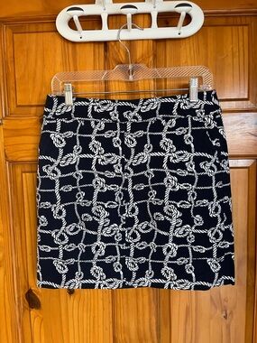 Talbots Navy Mini Skirt with White Nautical Rope Print